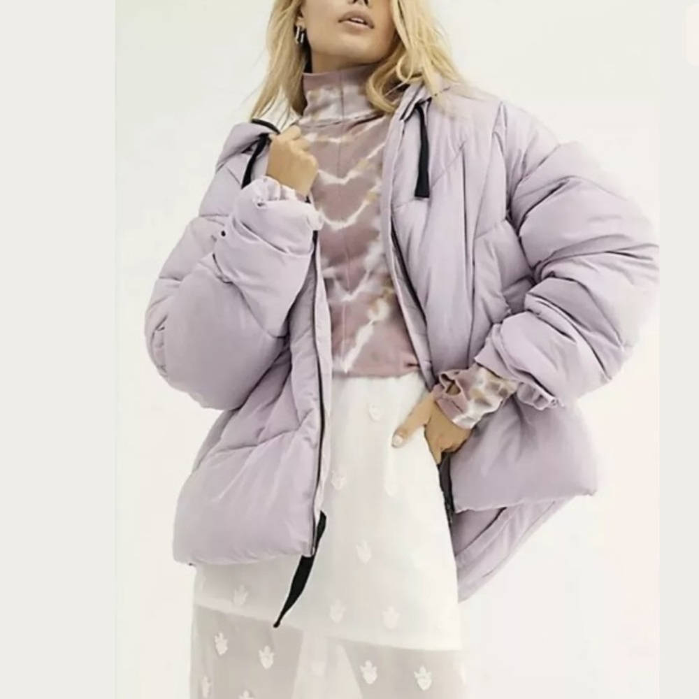 NWT Free People Hailey puffer coat lilac hooded
